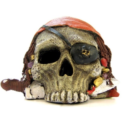 Blue Ribbon Pirate Skull Ornament - 4