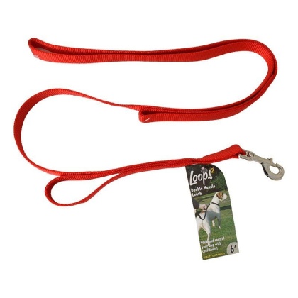 Loops 2 Double Nylon Handle Leash - Red - 6\