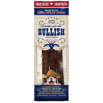 Loving Pets Long Lasting Bullish Sticks for Dogs 10 Inch Long - 3 count