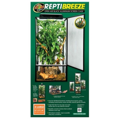 Zoo Med Reptibreeze Open Air Aluminum Screen Cage - Black - X-Large (24